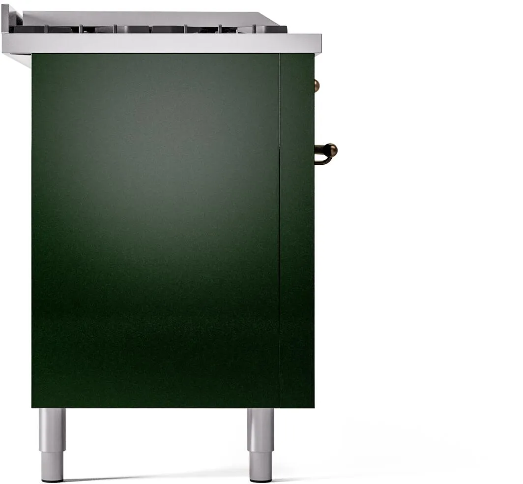 Ilve UP60FSNMPEGB Nostalgie Ii 60 Inch Dual Fuel Natural Gas Freestanding Range In Emerald Green With Bronze Trim