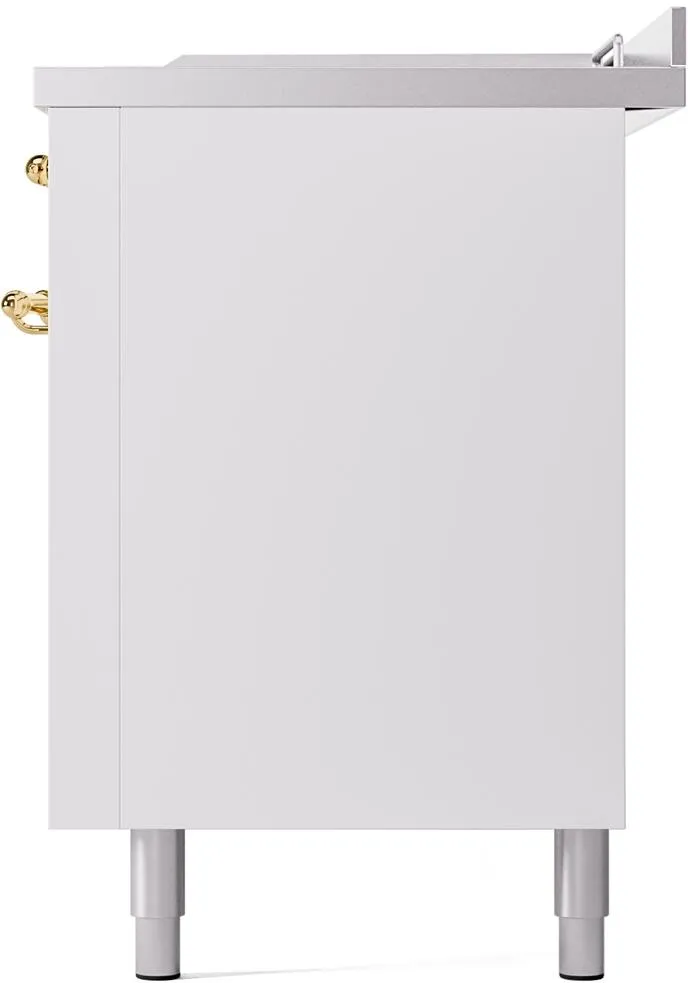Ilve UP60FSNMPWHG Nostalgie Ii 60 Inch Dual Fuel Natural Gas Freestanding Range In White With Brass Trim