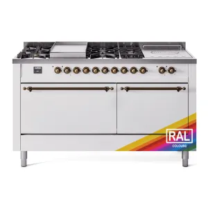 Ilve UP60FSQNMPRAB Nostalgie Ii 60 Inch Dual Fuel Natural Gas Freestanding Range In Ral Custom Color With Bronze Trim