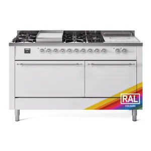 Ilve UP60FSQNMPRAC Nostalgie Ii 60 Inch Dual Fuel Natural Gas Freestanding Range In Ral Custom Color With Chrome Trim