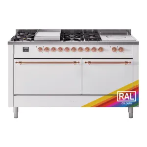 Ilve UP60FSQNMPRAP Nostalgie Ii 60 Inch Dual Fuel Natural Gas Freestanding Range In Ral Custom Color With Copper Trim