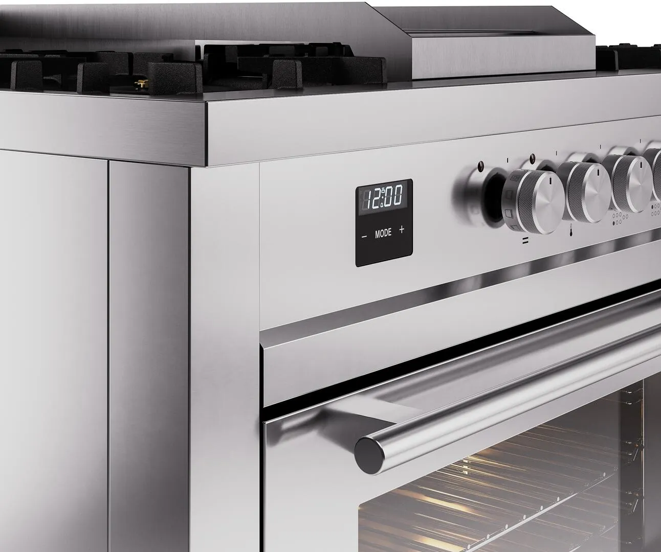 Ilve UP60FSWMPSSLP Professional Plus Ii 60 Inch Dual Fuel Liquid Propane Freestanding Range In Stainless Steel With Trim