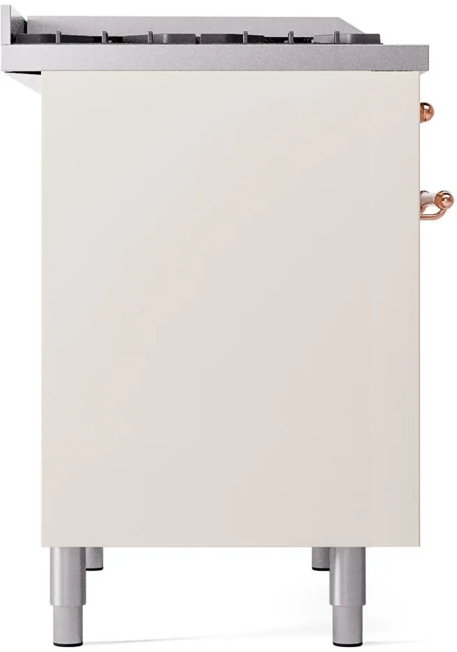 Ilve UPD40FNMPAWP Nostalgie Ii 40 Inch Dual Fuel Natural Gas Freestanding Range In Antique White With Copper Trim