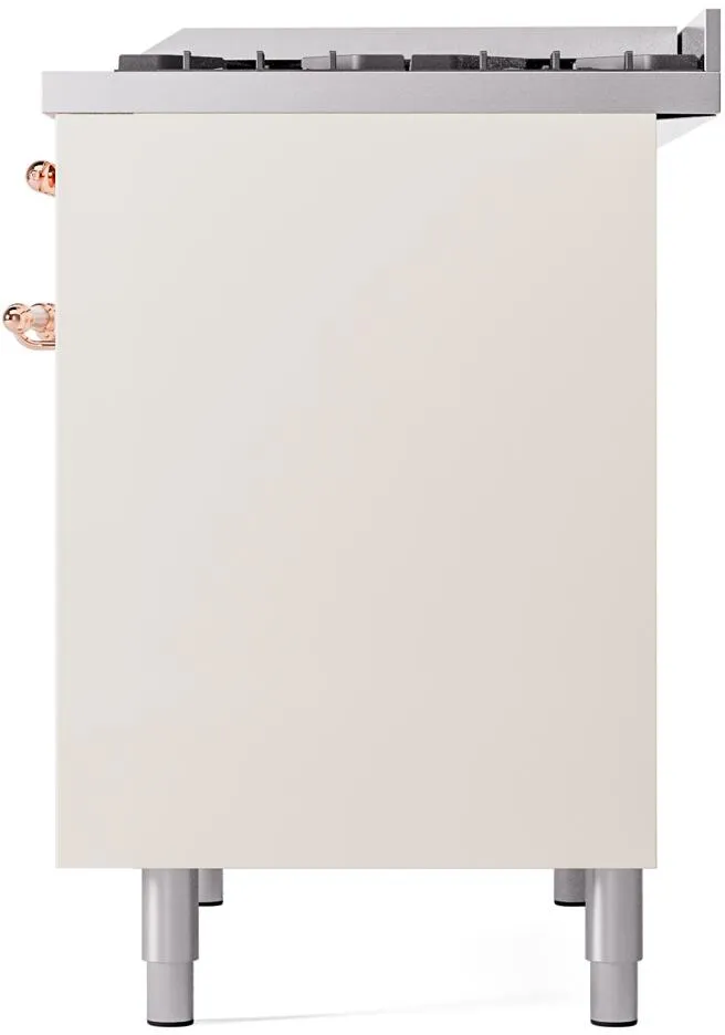 Ilve UPD40FNMPAWPLP Nostalgie Ii 40 Inch Dual Fuel Liquid Propane Freestanding Range In Antique White With Copper Trim
