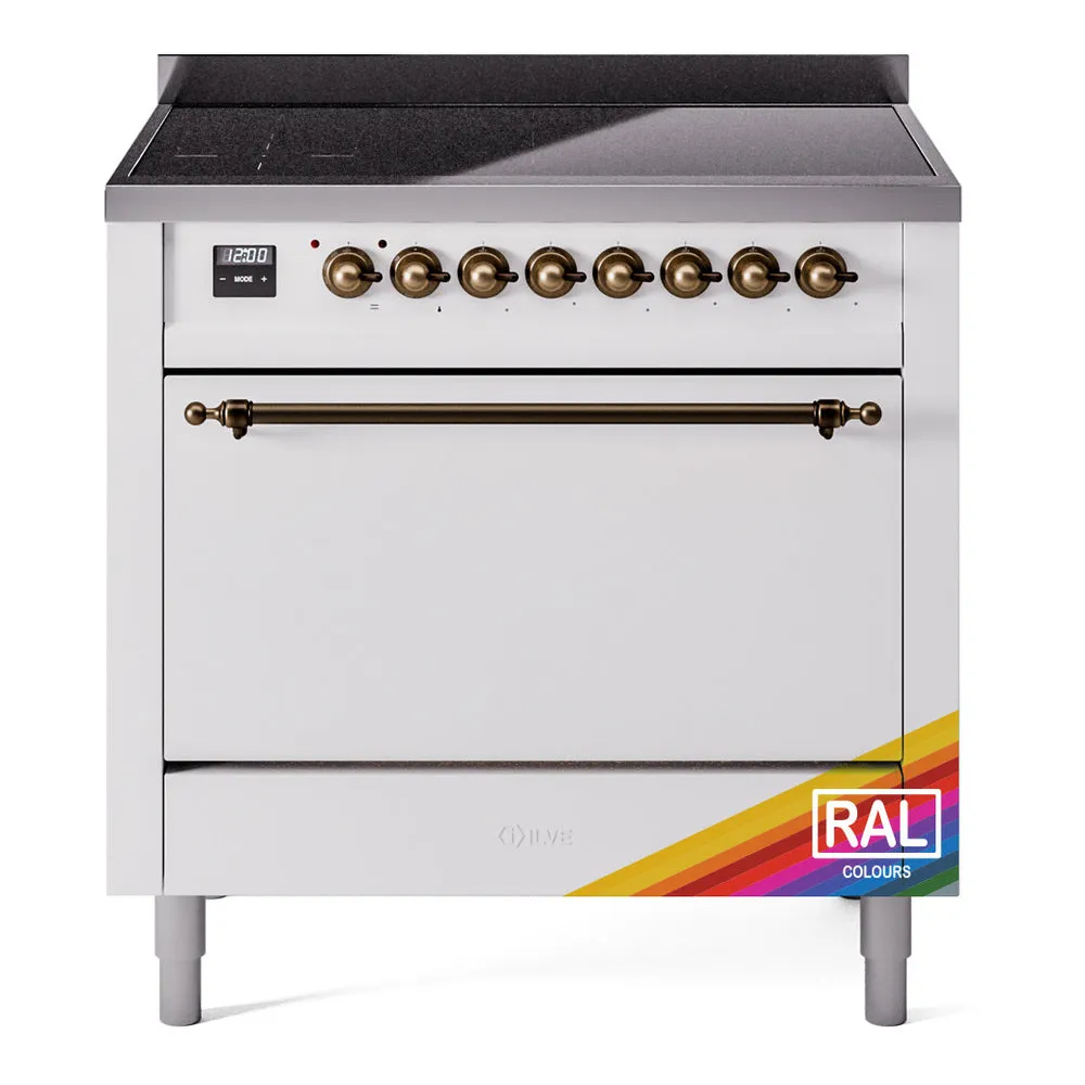 Ilve UPI366QNMPRAB Nostalgie Ii 36 Inch Electric Freestanding Range In Ral Custom Color With Bronze Trim