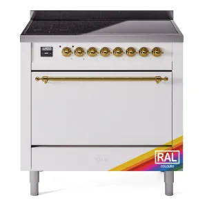 Ilve UPI366QNMPRAG Nostalgie Ii 36 Inch Electric Freestanding Range In Ral Custom Color With Brass Trim