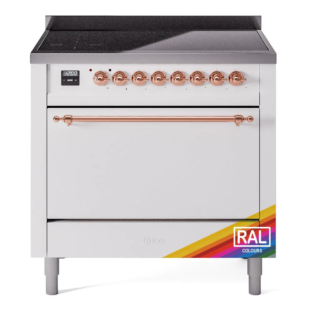 Ilve UPI366QNMPRAP Nostalgie Ii 36 Inch Electric Freestanding Range In Ral Custom Color With Copper Trim