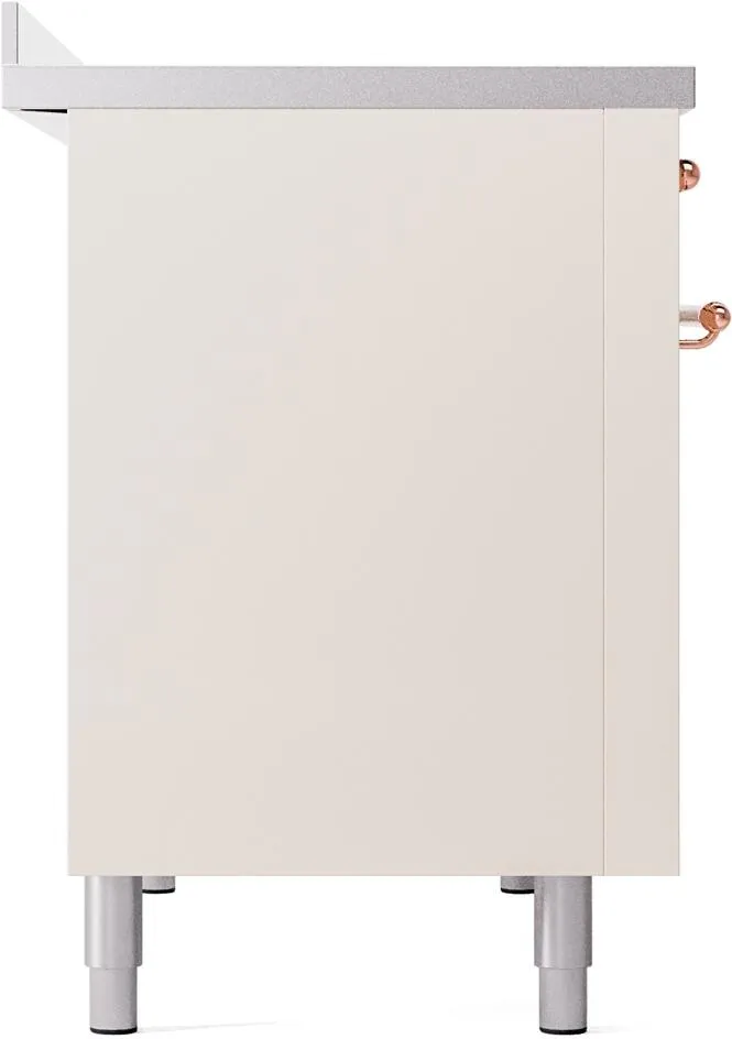 Ilve UPI486NMPAWP Nostalgie Ii 48 Inch Electric Freestanding Range In Antique White With Copper Trim