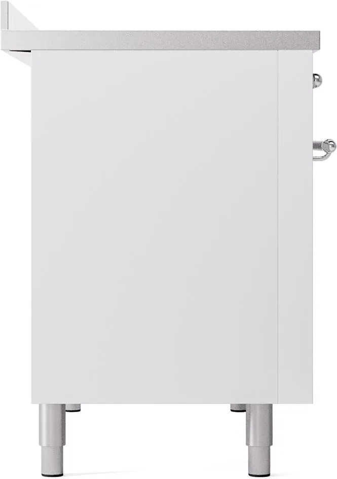 Ilve UPI486NMPWHC Nostalgie Ii 48 Inch Electric Freestanding Range In White With Chrome Trim