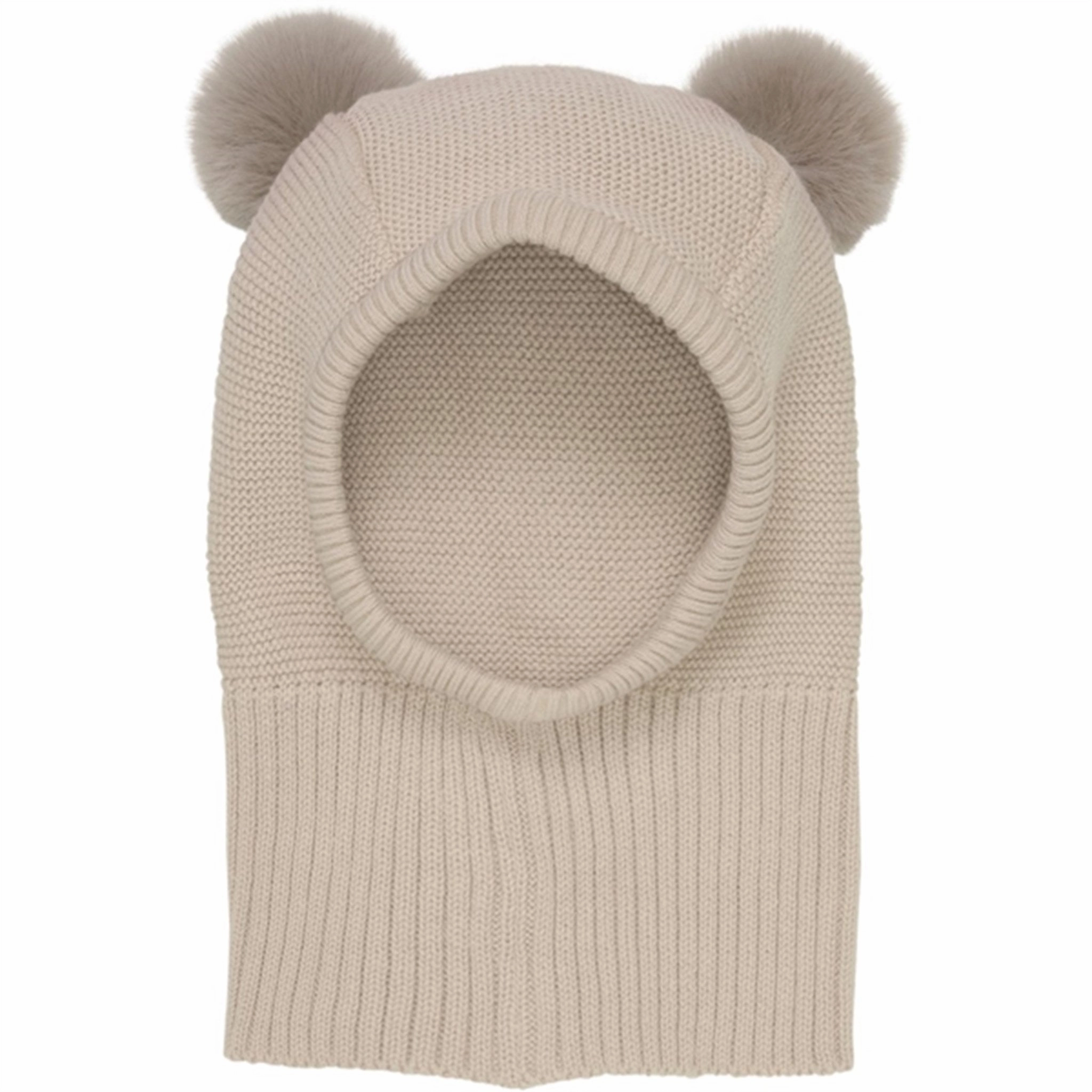 Special Offer Inside Huttelihut Balaclava Knit W. Pompoms Light Camel