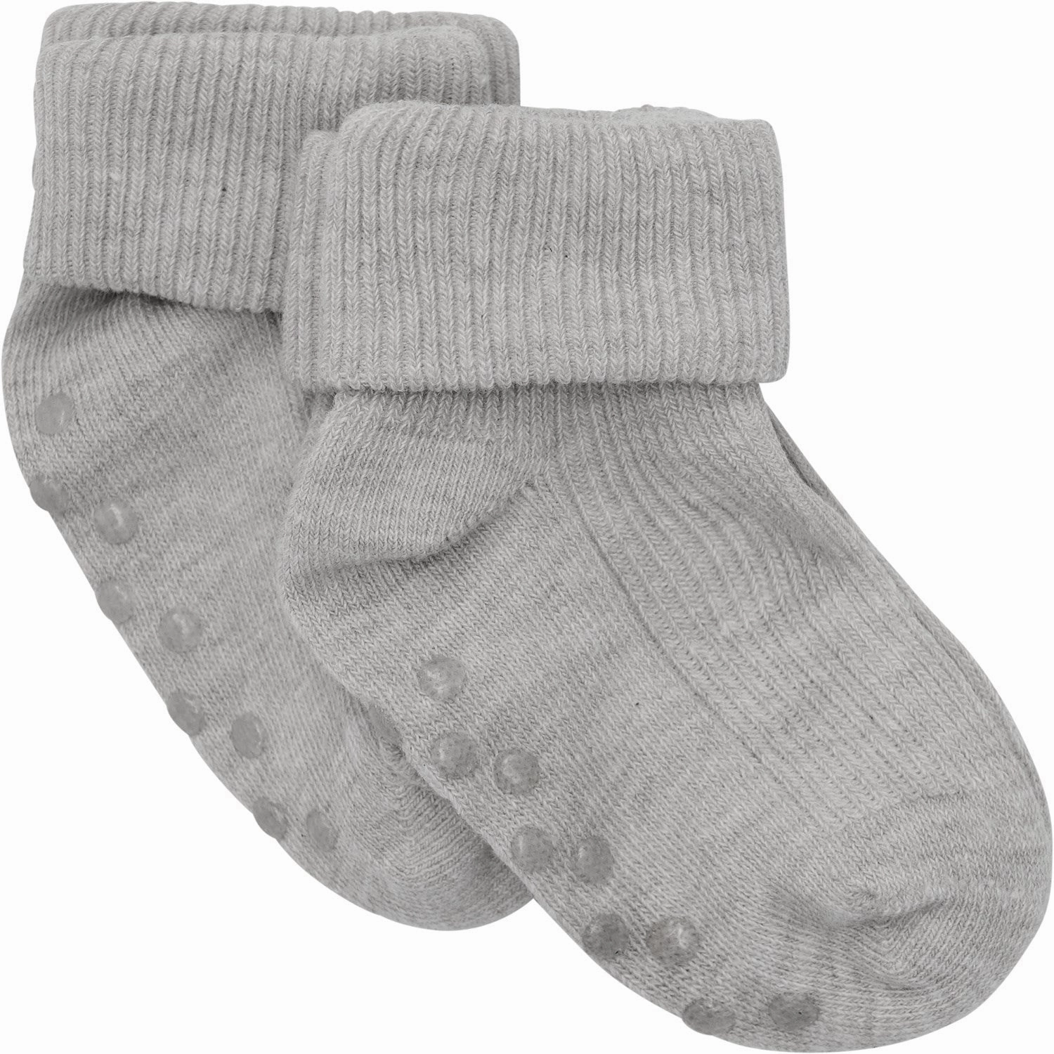 Minymo Light Grey Melange Baby Rib Sock 2-Pack Today Only Savings Special Price Today
