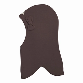 Racing Kids Round Balaclava Wool/Cotton W. Bow 3-Layered Chocolate Brown Sweet Deal Inside