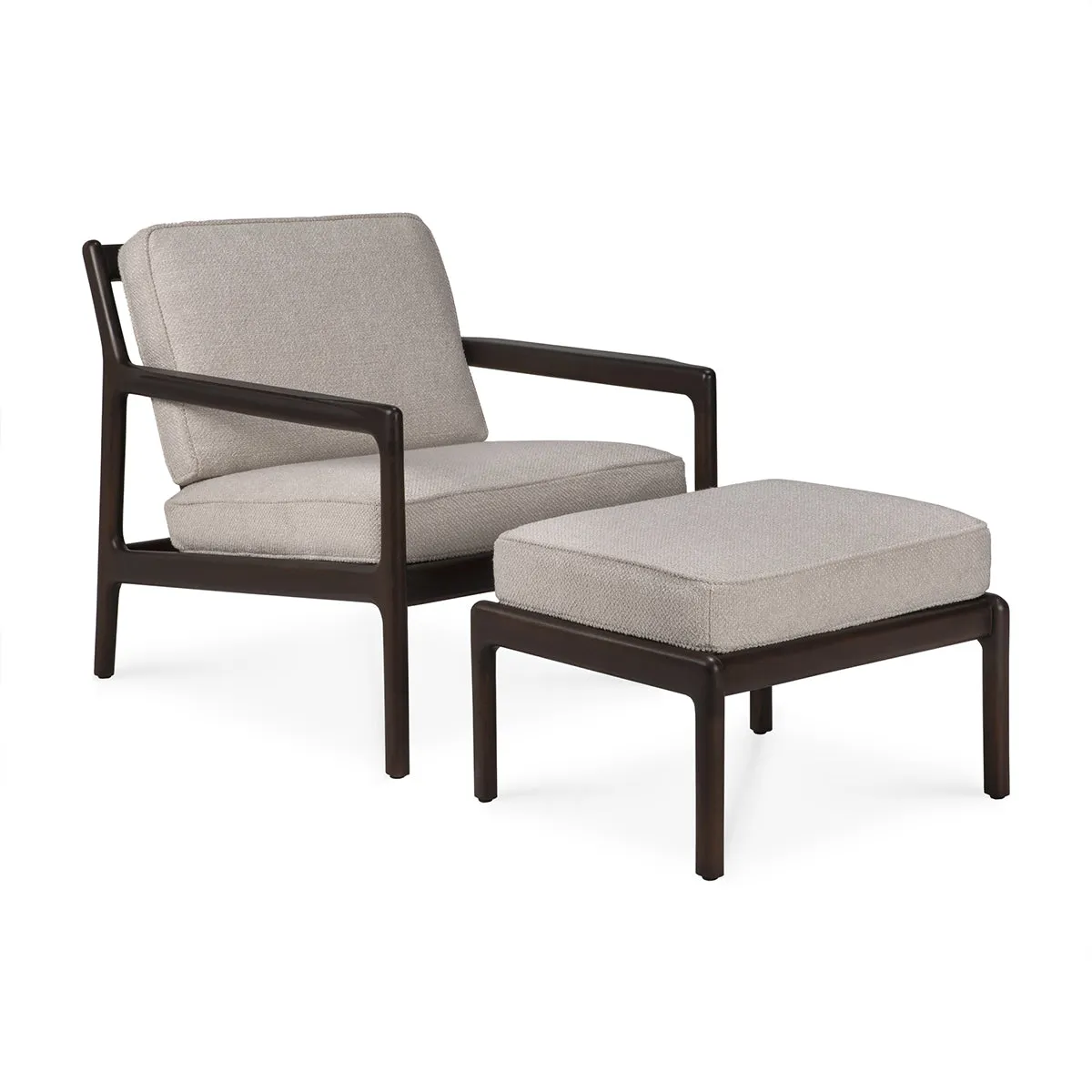 Jack Fabric Lounge Chair (Mahogany Dark Brown, Ivory)