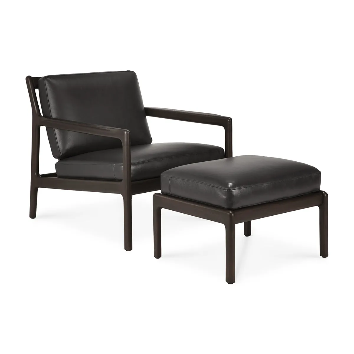 Jack Leather Lounge Chair (Mahogany Dark Brown, Black)
