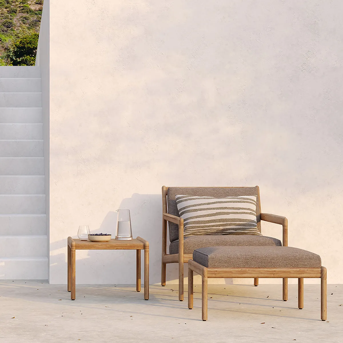 Jack Outdoor Fabric Lounge Chair (Teak, Mocha)