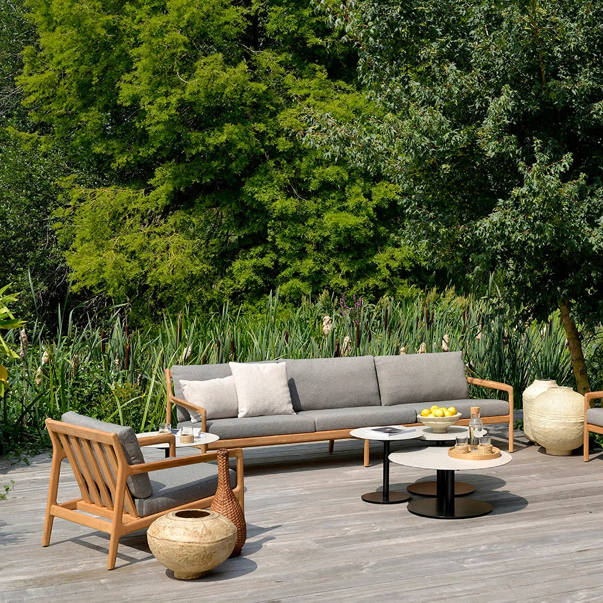 Jack Outdoor Fabric Lounge Chair (Teak, Mocha)