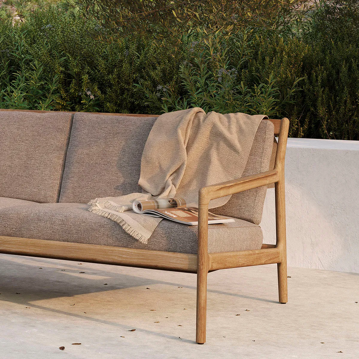 Jack Outdoor Fabric Lounge Chair (Teak, Mocha)