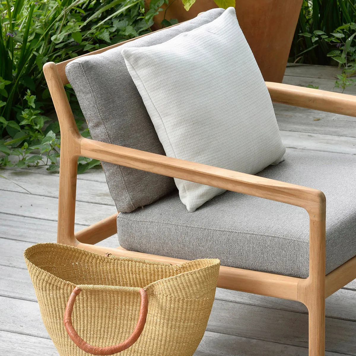 Jack Outdoor Fabric Lounge Chair (Teak, Mocha)