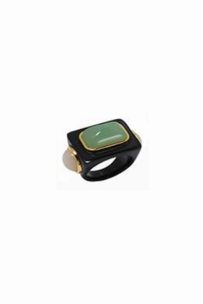 Jade Semi-Opaque Ring With Opal End Stones Todays Special Picks
