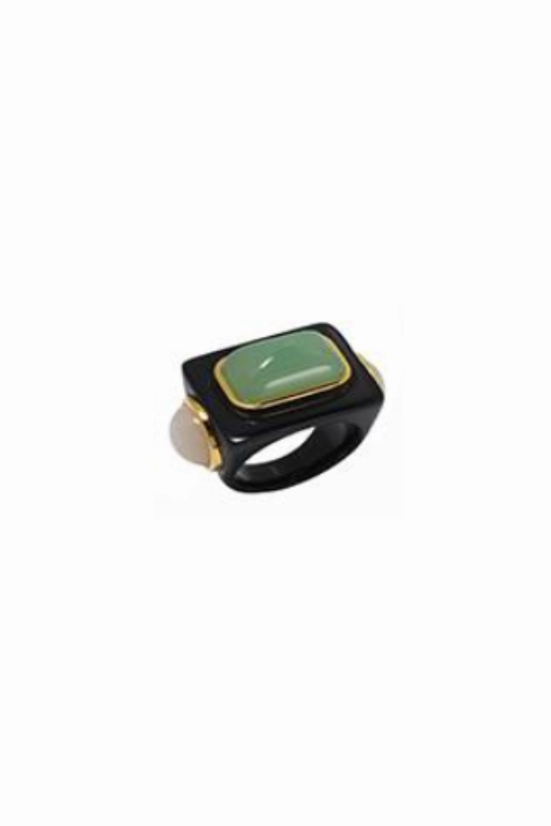 Jade Semi-Opaque Ring With Opal End Stones Todays Special Picks