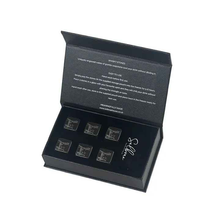 Just Slate Set of 6 Fishing Engraved Whisky Stones