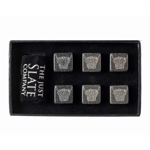 Just Slate Set of Highland Cow Engraved Whisky Stones