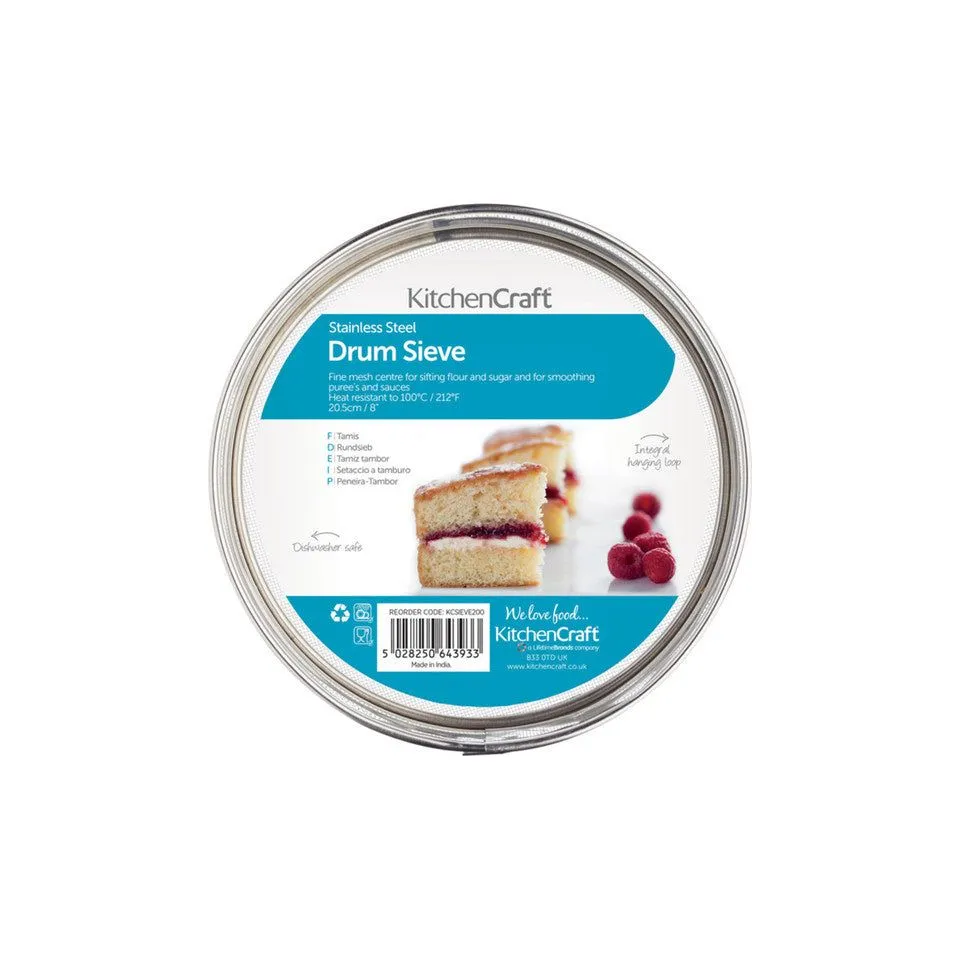 KitchenCraft Stainless Steel 20cm Drum Sieve