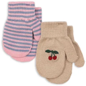 Konges Sljd Cherry/Stripe 2 Pack Filla Mittens Todays Hot Pick Limited Time Sale
