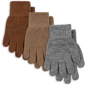 Konges Sljd Grey Melange/Beige/Brown 3 Pack Filla Gloves Steal the Deal Now