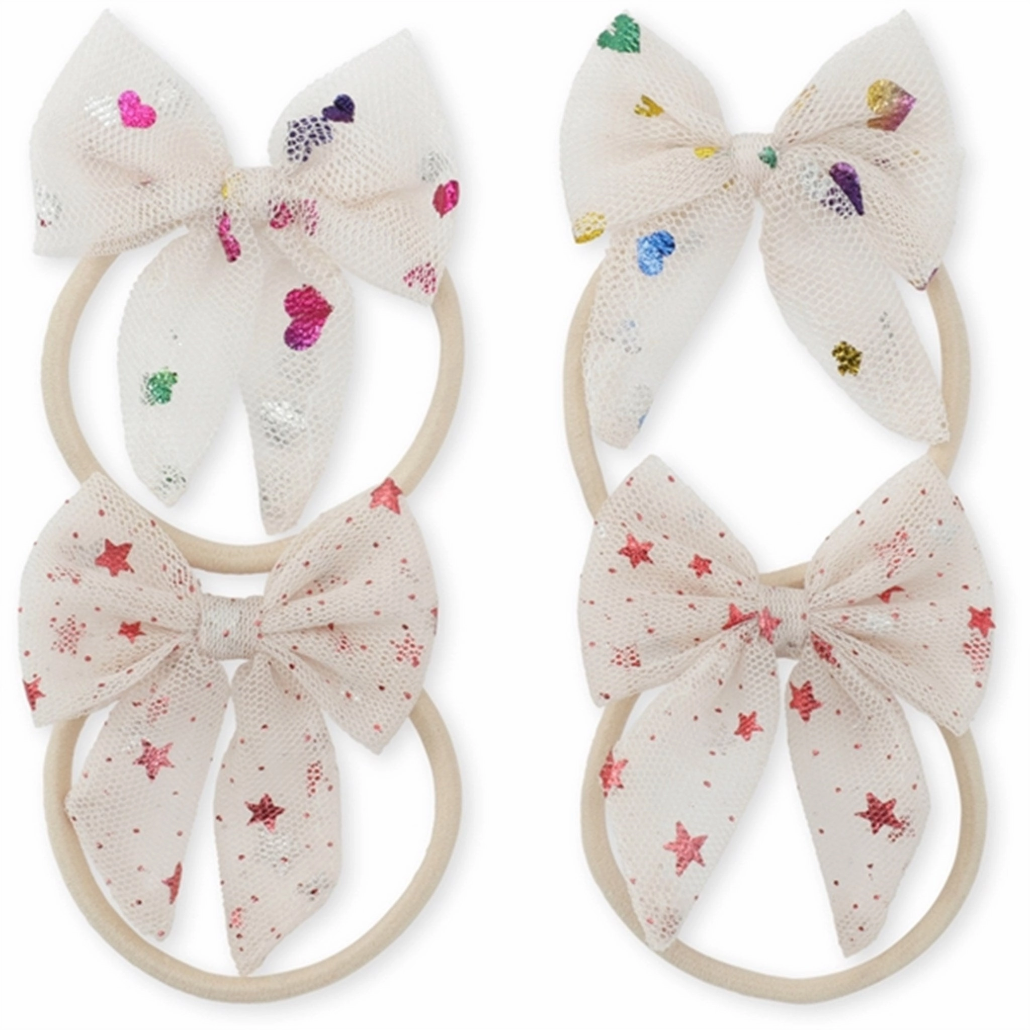 Must-Shop Sale Konges Sljd Elastic Tulle Bowtie 4-Pack Heart Of Gold Multi/Etoile Pink Sparkle