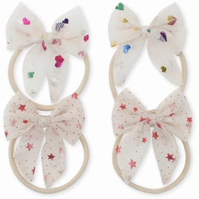 Must-Shop Sale Konges Sljd Elastic Tulle Bowtie 4-Pack Heart Of Gold Multi/Etoile Pink Sparkle
