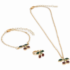 Shop Hot Deals Flash Pick Today Konges Sljd Gold Cherry Jewelry Set