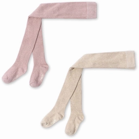 Must-Have Gift Ideas Konges Sljd Rose/Off White 2 Pack Rib Glitter Tights