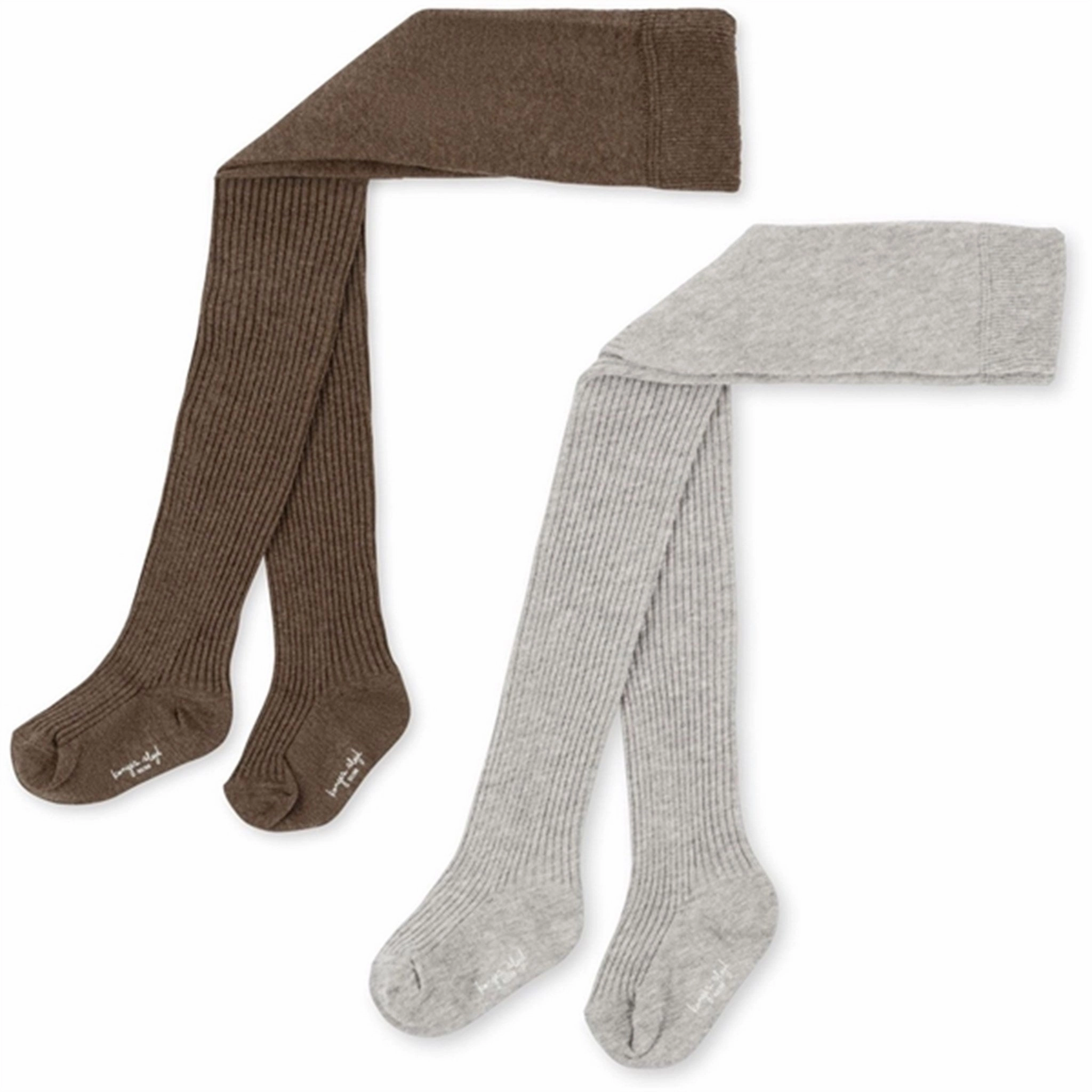 Konges Sljd Soft Grey/Brown 2-Pack Rib Tights Today Only Offer Online Exclusive Deal