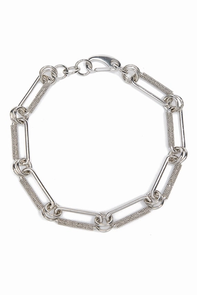 Large Chain Link Necklace In Nickel Gift Sale Event