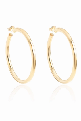 Gift Sale Event Large Chunky Hollow Hoop Earrings In Yellow Gold