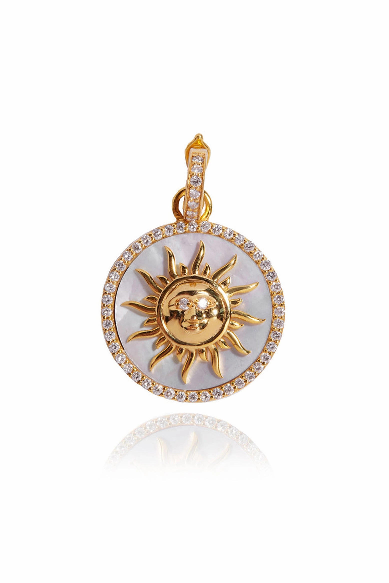 Large Diamond Mother Of Pearl Sole Pendant In 18K Yellow Gold Hot Deal Alert Instant Hot Deal