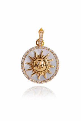 Large Diamond Mother Of Pearl Sole Pendant In 18K Yellow Gold Hot Deal Alert Instant Hot Deal