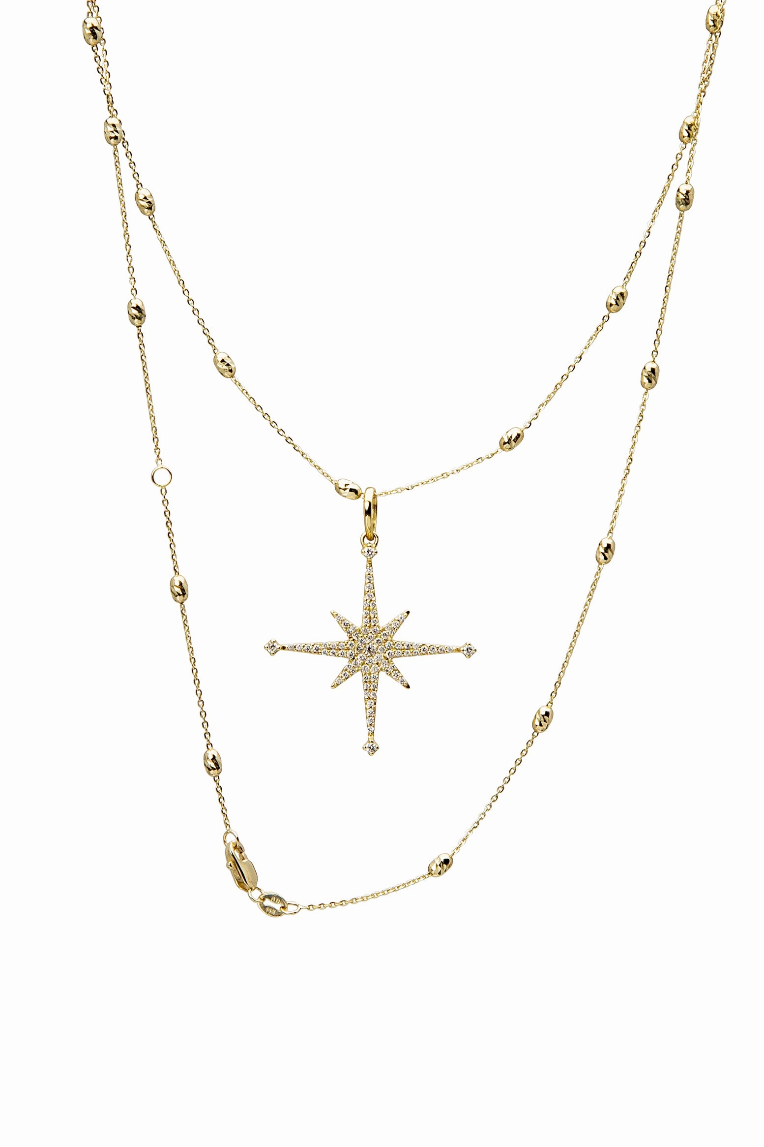 Surprise Discount Today Trending Now Discount Large Diamond Stella Star Necklace On Lunar Chain In Yellow Gold