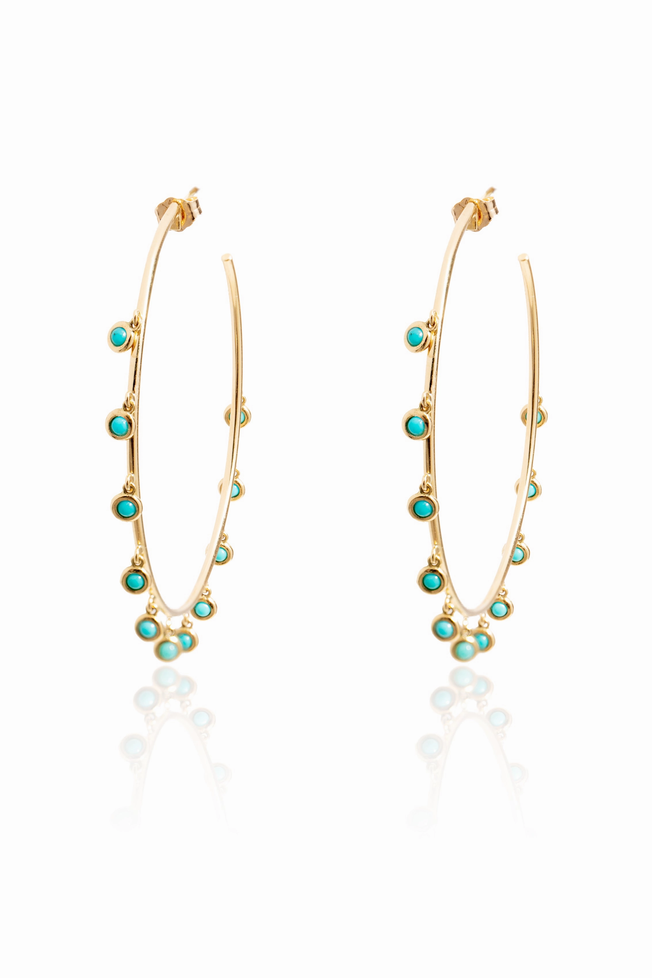 Large Turquoise Gypsy Hoops In Yellow Gold Unmissable Deal Today