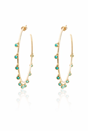 Large Turquoise Gypsy Hoops In Yellow Gold Unmissable Deal Today