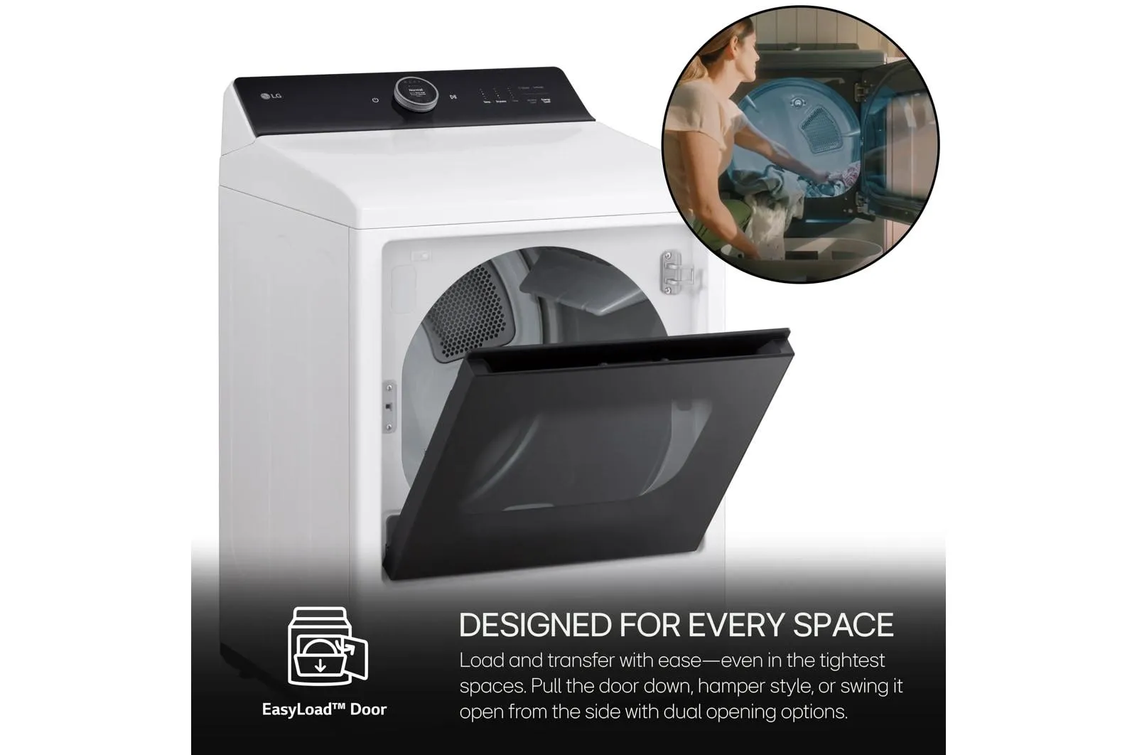 Lg DLGX8601WE 7.3 Cu.Ft. Ultra Large High Efficiency Gas Turbosteam&#8482; Lg Easyload&#8482; Door, Wi-Fi Connectivity, White