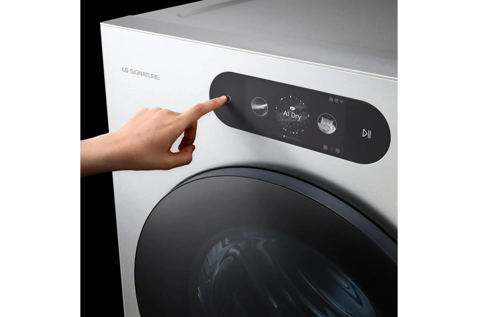 Lg DLGX9901S Lg Signature 9.0 Cu. Ft. Mega Capacity Smart Front Load Gas Dryer With Built-In Intelligence, Turbosteam And Touch Lcd Control