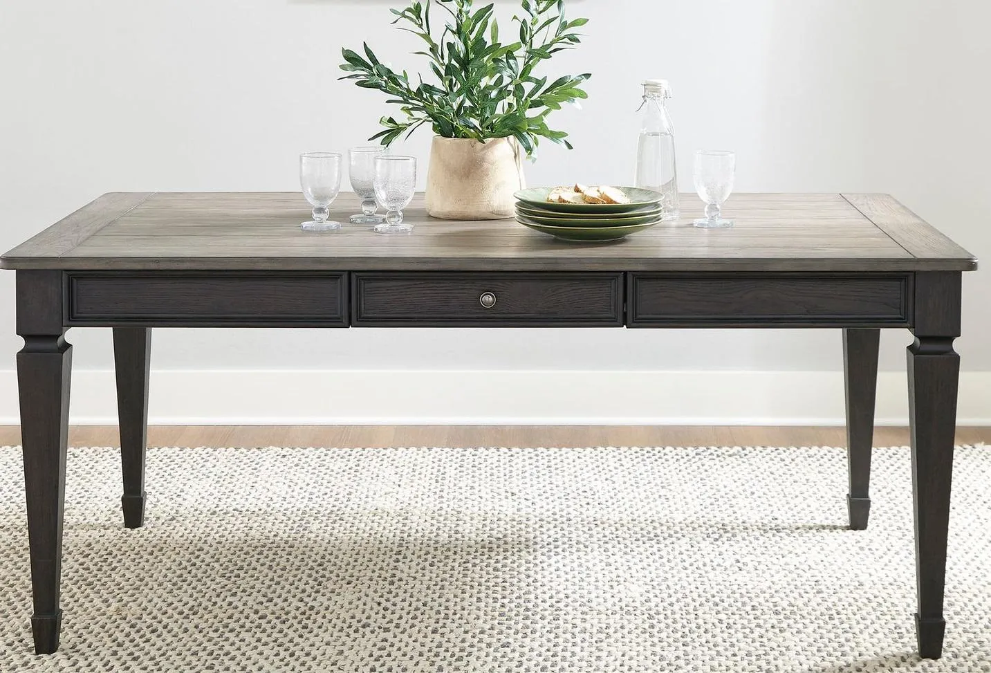 Liberty Furniture Allyson Park Rectangular Leg in Wirebrushed Black Forest