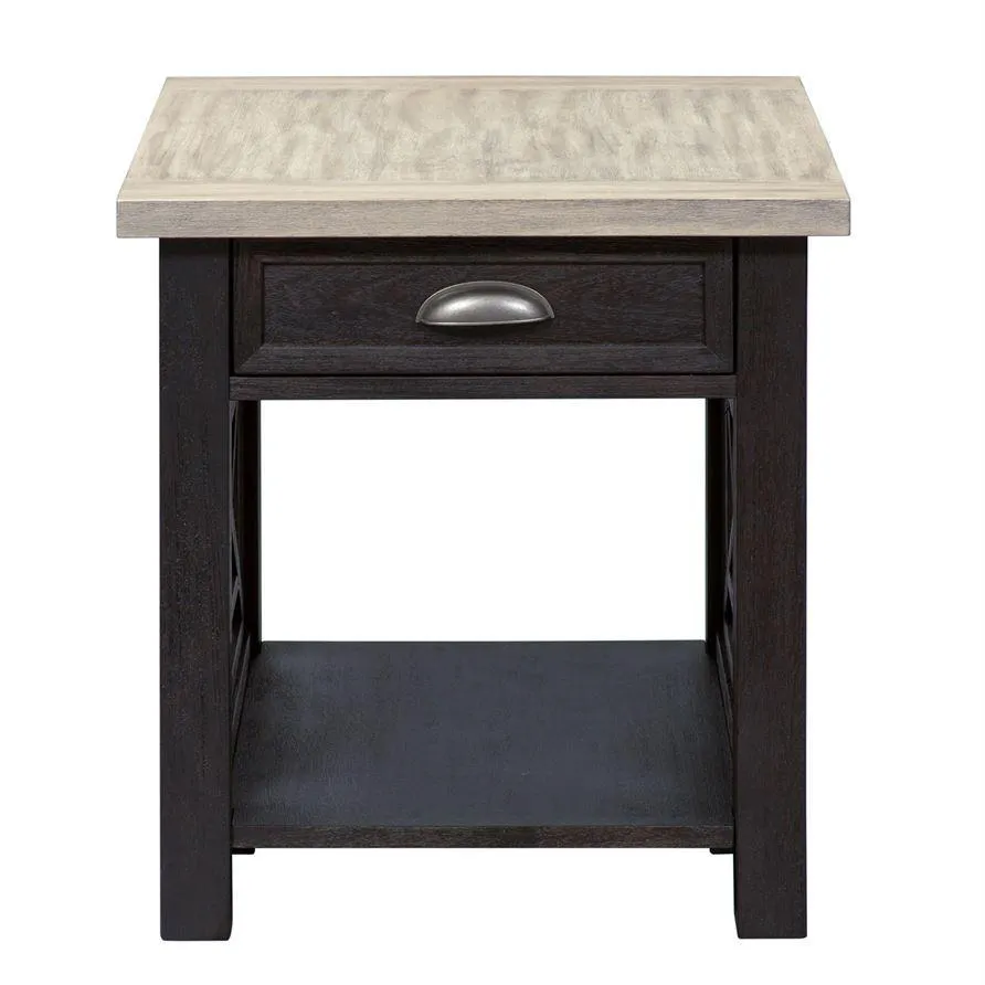 Liberty Heatherbrook Drawer End Table in Charcoal and Ash