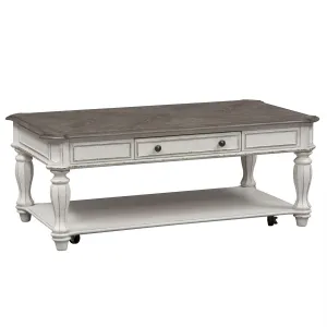 Liberty Magnolia Manor Rectangular Cocktail Table in Antique White