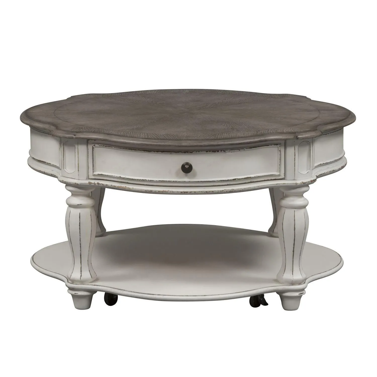 Liberty Magnolia Manor Round Cocktail Table in Antique White