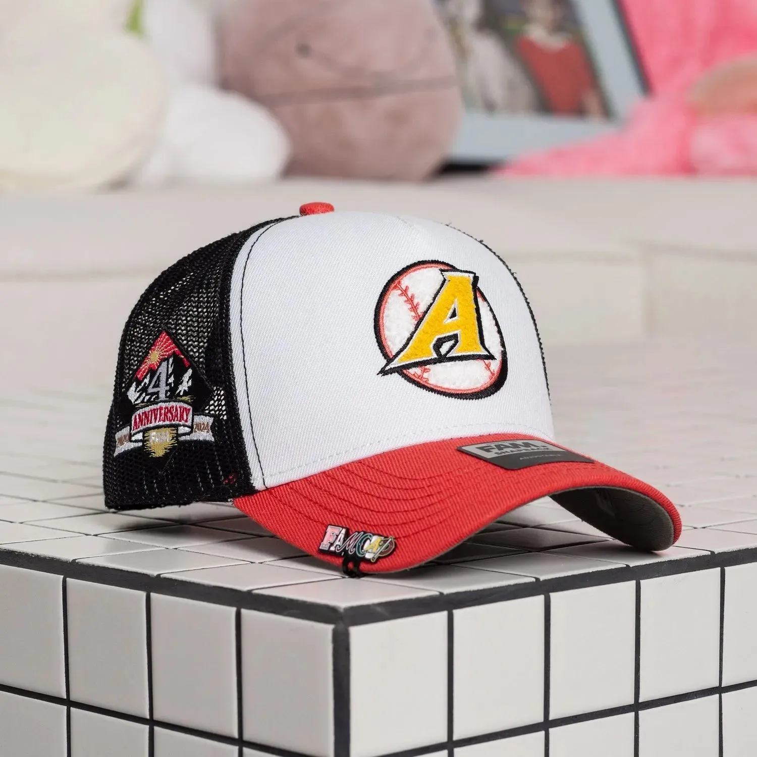 Fam.Cap Snapback "A" Cap 4Th Anniversary Mesh Trucker Two Tone / Grey Uv Shop & Grab Offer Price Drop Frenzy