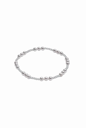 Special Deal Frenzy Classic Joy Pattern Sterling 4Mm Bead Bracelet - Pearl