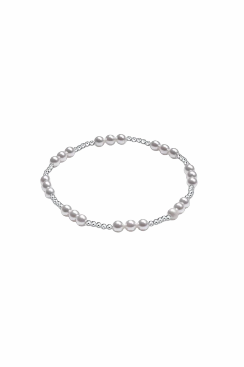 Special Deal Frenzy Classic Joy Pattern Sterling 4Mm Bead Bracelet - Pearl